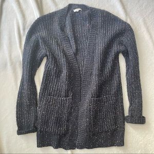 Womens cardigan duster navy with multicolor flecks M